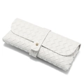 Custodia per occhiali bianca in pelle intrecciata con bottone a pressione dorato - Stile Bottone / Bianco