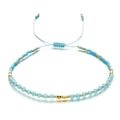 Detail of adjustable Bohemian bracelet with sky blue faceted crystal beads and gold spacers - Sky Blue