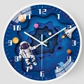 8-Zoll runde Astronauten-Wanduhr mit blauem Weltraum-Zifferblatt und weißem Rahmen - 3060 Weißer Rahmen
