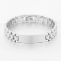 Brushed silver titanium steel watch band style ID bracelet with rectangular plate - 12mm Silver (KB179901-WGSF)