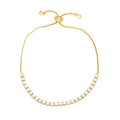 Pulsera de tenis ajustable bañada en oro con circonitas cúbicas claras y brillantes - Blanco