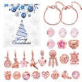 Rose gold Christmas DIY bracelet advent calendar set with pink charms and snake chain - 419 Rose Gold Jewelry Set