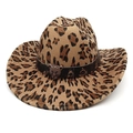 Cappello da cowboy leopardato con tesa all'insù e fibbia metallica a testa di leopardo - M(56-58cm) / Stampa leopardata