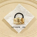 Rectangular gold textured metal hair cuff with elastic band for punk ponytail styling - 1066-8 Wrinkled Square