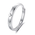 S925 Sterlingsilber verstellbarer Partnerring mit geprägtem vierzackigem Sternmuster - Einstellbar Offen / Herrenstil
