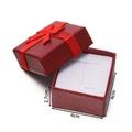 Detailed view of red textured jewelry gift box with ribbon and 4x4x2.7cm size markings - Red Ring Box (4x4x2.7cm)