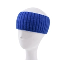 Close-up of blue ribbed knit elastic sports headband on a white model mannequin - Sapphire Blue