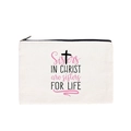 Canvas zipper pouch with Sisters in Christ floral print and pink cross design - Sisters in Christ 3