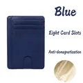 Blue lychee pattern PU leather card holder with 8 slots and RFID blocking function - Anti-magnetic 8 Slots / Blue