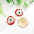 Golden oval evil eye charms with rhinestones and red enamel for DIY jewelry making - KC Gold Red Evil Eye-14587