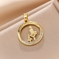 Pendentif MOM en or avec gravure I Love You Forever et pierres en zircone cubique - Pendentif Amour Mère et Enfant Rond