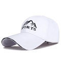 White baseball cap with black mountain embroidery and sports ribbon trim detail - Adjustable / White