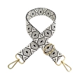 Detail of adjustable black and white geometric embroidery bag strap with gold metal buckles - 3.8CM / Black White Embroidery (Gold Buckle)