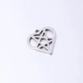 Silver stainless steel heart and hollow star pendant charm for Halloween jewelry - Heart Star / Steel