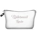 Detail of custom bridesmaid cosmetic bag with pink glitter Laura name and black handle - White-Pink Gold Bridesmaid Laura