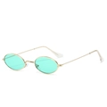 Gafas de sol retro ovaladas de metal dorado con lentes color verde menta océano - Montura Dorada Verde