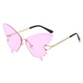 Rahmenlose Schmetterlingssonnenbrille mit rosa Gläsern und goldfarbenen Bügeln - Goldrahmen Rosa Gläser