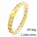 Pulsera cubana dorada estilo punk para hombre con grabado floral de 13 mm, peso de 65 g - 22cm / Dorado