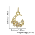 Dettaglio pendente oro luna e stella con dimensioni 1,43cm altezza e 1,13cm larghezza - Ciondolo Combinato Stella e Mezzaluna (Stile 12)