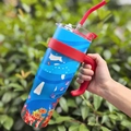 Blue 40oz insulated tumbler with handle featuring cartoon underwater fish pattern - 1250ml / Fish Towards the Sun