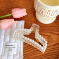 Elegant transparent heart hair claw clip with faux pearl trim for princess hairstyles - No. 12 Round Ladder Pearl 9.5cm