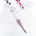 Pink beaded ballpoint pen with sparkling crystals and elegant silver accents - Pink