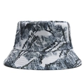 Foldable bucket hat with blue ink graffiti and 'Try to be a rainbow' artistic print - Navy Blue