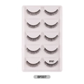 5 pairs of BF007 thick curly black synthetic eyelashes in a natural crossed pattern - Elongated Style (BF007)