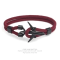 Handmade burgundy braided Milan rope bracelet with a black aircraft-shaped metal clasp - Wine Red Rope Black Airplane
