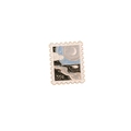 Cartoon enamel stamp pin featuring night sky mountains and moon with 35 cents text - Night Sky Stamp (C2022)
