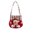Christmas plaid gift bag with 3D reindeer doll and snowflake embroidery on red felt fabric - Elk Style / Small
