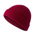 Bonnet en maille côtelée rouge foncé pour hommes et femmes avec revers de style hip-hop - Bordeaux