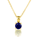 Elegant 925 sterling silver necklace with a sapphire blue zircon pendant in gold finish - September - Sapphire Blue