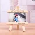 Mini wooden tripod photo frame with Love Forever engraving and child photo display - Horizontal / 5 Inch
