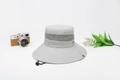 Grey outdoor sun hat with breathable mesh and Outdoors embroidery for fishing and hiking - Light Gray