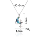 Detail showing dimensions of silver moon pendant necklace with abalone shell inlay - Silver Moon and Star Necklace