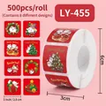 Rouleau de 500 autocollants de Noël mignons, étiquettes chat de 2,5cm pour cadeaux - LY-455 (Motifs Multiples Rouges)