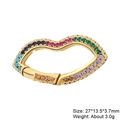 Detail showing colorful zircon heart clasp for DIY jewelry making with dimensions 27x13mm - Style 34: Copper Micro-set Zircon Connecting Clasp