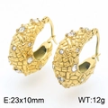 Pendientes de aro en acero inoxidable chapado en oro 18K con textura tejida y circonitas - 23x10mm / Dorado