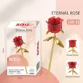 DIY artificial red rose building block toy with golden stem in a premium gift box - 260-11 Single Crystal Red Rose / Color Box