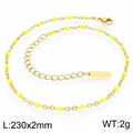 Golden stainless steel cross chain anklet with yellow enamel beads and lobster clasp - Gold Yellow Beads (KJ4098-Z)