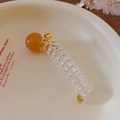 Pince à cheveux spirale en acrylique transparent avec perle ambrée et détails dorés - Perle d'Ambre Orange Transparent (15# Anneau de Cheveux - Orange)