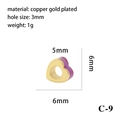 Golden copper heart bead with purple enamel finish for DIY jewelry making, 6mm size - Purple Edge Heart (C-9)