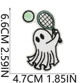 Detailed size view of tennis ghost embroidery patch showing 6.6cm height and 4.7cm width - Tennis Ghost (5)