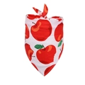 Detailed view of white cotton pet bandana with vibrant red apple print and neat stitching - Red Apple
