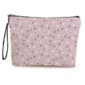 Pink cartoon bear cosmetic bag with heart pattern and black zipper handle - Pink Heart Paw
