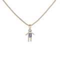 Gold-plated girl boy pendant necklace with blue rectangle zircon and box chain - Boy-December