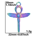 Iridescent stainless steel Egyptian Ankh Scarab pendant showing dimensions 30mm by 22mm - Rainbow (Pendant Only)