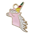 Pink enamel unicorn pendant for DIY bracelets and earrings jewelry making charms - Unicorn