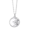 Collier vintage en argent avec pendentif soleil et lune en nacre et chaîne fine minimaliste - Style Relief Étoile Lune / Argenté